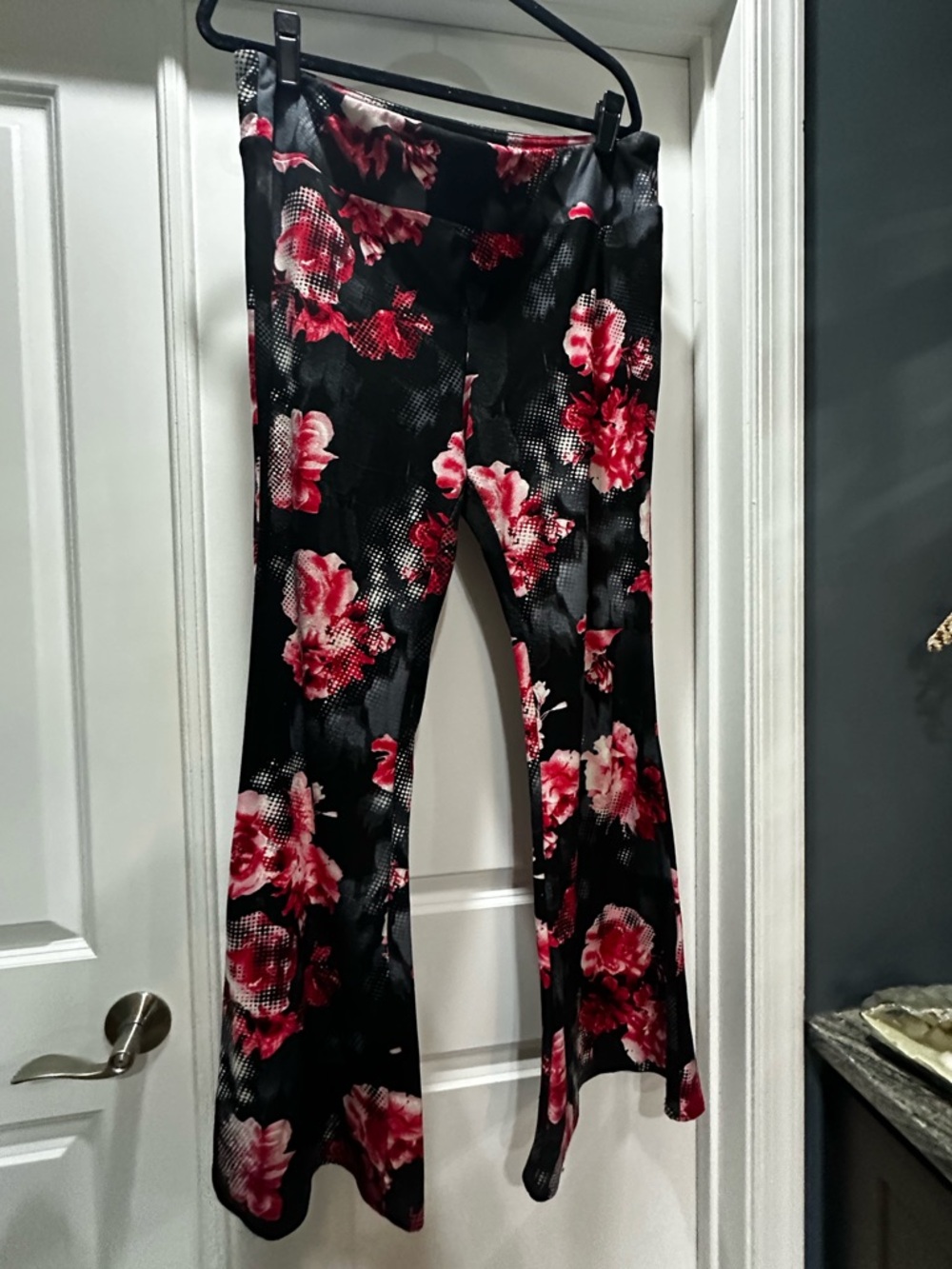 Black Floral Flared pants